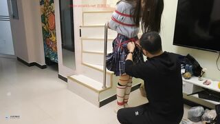 采文 绑在栏杆上的女孩日式全身紧缚红绳长靴(1)