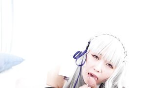 重金购买【网红-Ria 久留美】全网首发【银发天使-艾米莉娅】之【面对鸡巴的渴望】带着可爱的笑容，饥渴地放进嘴里，直到都射进嘴里！高清无水原版