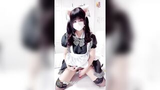 超萌极品可爱网红美少女【小晗喵】猫耳女仆让我来品尝主人的肉棒吧~ 幻想主人肉棒入侵，AV棒蹂躏嫩穴