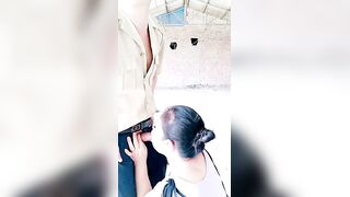 黑丝高跟骚姐姐【中篇】勾搭库房大爷，衣服都没脱就干上了，全程露脸深喉大鸡巴，无套爆草抽插，淫声荡语不断浪叫